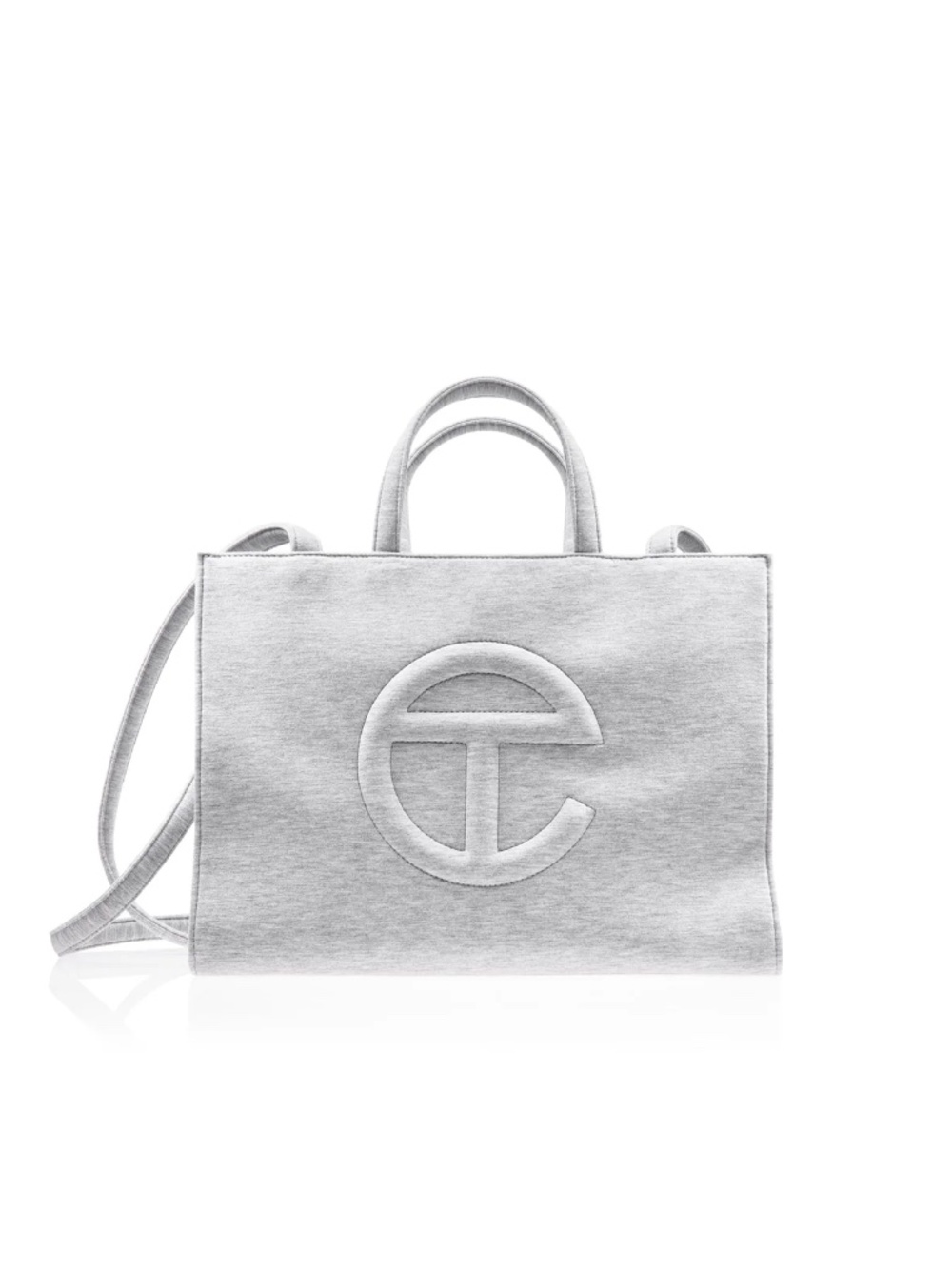 UGG X Telfar Classic Gray Fleece medium Tote /shoulder Bag Features iconic logo